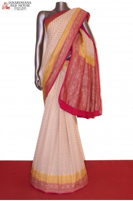 Exclusive Double Border Contrast Banarasi Georgette Silk Saree
