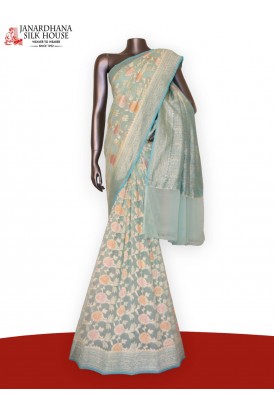 Designer Floral Banarasi Georgette Silk Saree