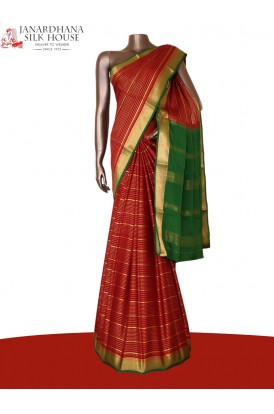 Traditional Veldhari Lines Pure Mysore Crepe Silk Saree