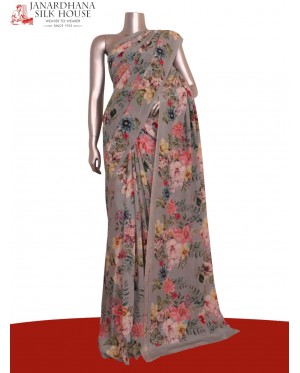 Floral  Pure Crepe Silk Saree..