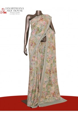 Floral  Pure Crepe Silk Saree..