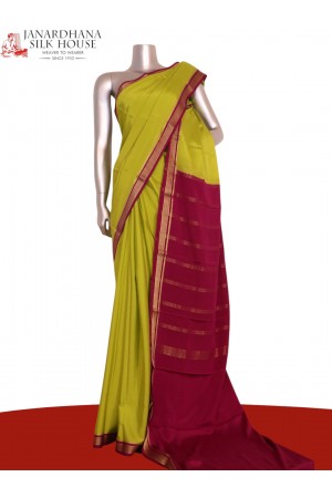 Pure Contrast Mysore Crepe Silk Saree