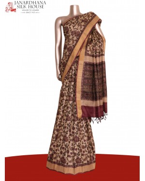 Pure Floral Zari Tussar Silk S..