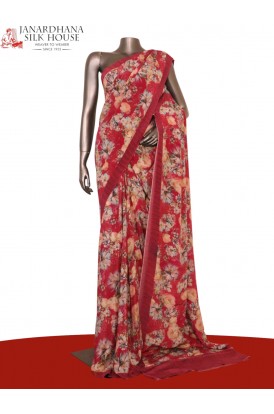 Floral  Pure Crepe Silk Saree..