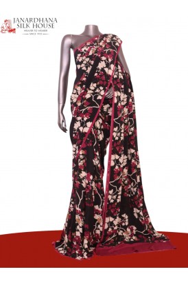 Floral  Pure Crepe Silk Saree..