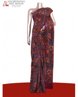Floral  Pure Crepe Silk Saree..