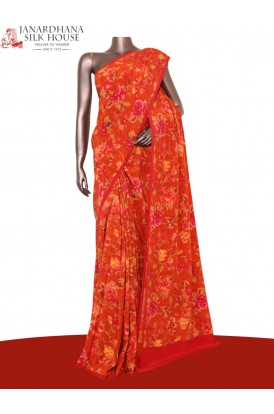 Floral  Pure Crepe Silk Saree..