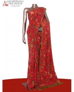 Floral  Pure Crepe Silk Saree..