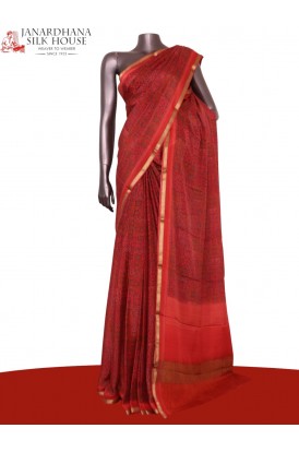 Pure Floral Zari Crepe Silk Sa..