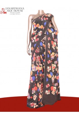 Floral  Pure Crepe Silk Saree..