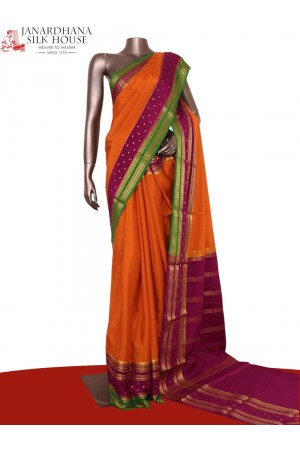 Pure Contrast Mysore Crepe Silk Saree