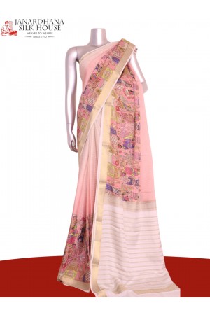 Pure Contrast Mysore Crepe Silk Saree