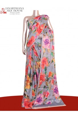 Designer Floral Pure Satin Cre..