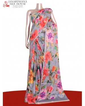 Designer Floral Pure Satin Cre..