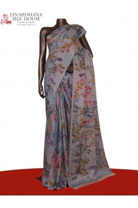 Designer Floral Pure Satin Cre..