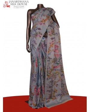 Designer Floral Pure Satin Cre..