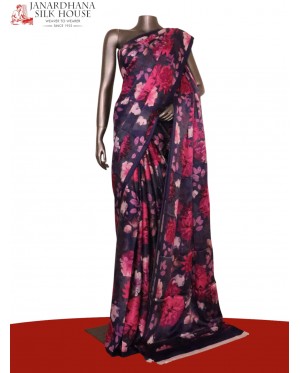 Designer Floral Pure Satin Cre..
