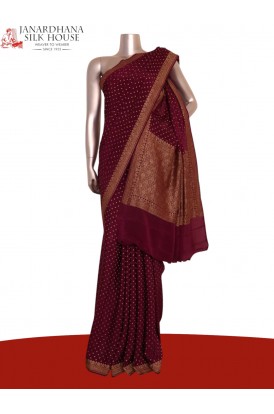Pure Handloom Zari Butta Banarasi Crepe Silk Saree