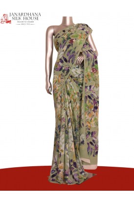 Floral  Pure Crepe Silk Saree..