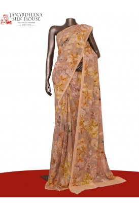 Floral  Pure Crepe Silk Saree..