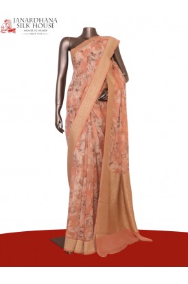 Pure Printed Georgette Silk Sa..