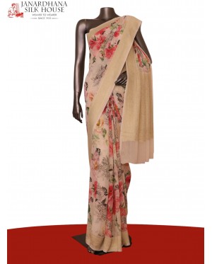 Pure Printed Georgette Silk Sa..