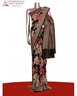 Pure Printed Georgette Silk Sa..