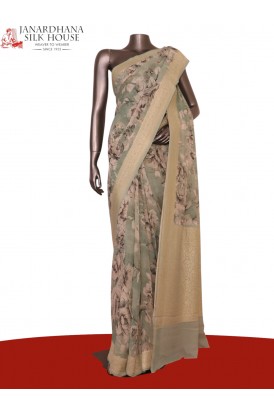 Pure Printed Georgette Silk Sa..