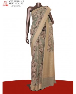 Pure Printed Georgette Silk Sa..