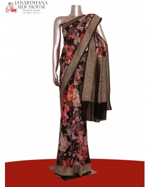 Pure Printed Georgette Silk Sa..