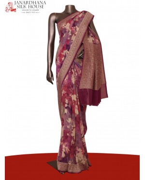 Pure Printed Georgette Silk Sa..