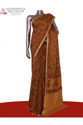 Pure Floral Zari Crepe Silk Sa..