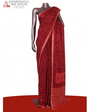 Pure Floral Zari Crepe Silk Sa..