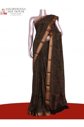 Pure Floral Zari Crepe Silk Sa..