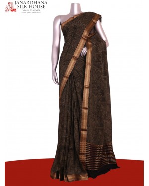 Pure Floral Zari Crepe Silk Sa..