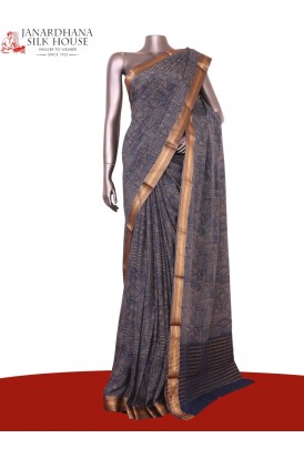 Pure Floral Zari Crepe Silk Sa..