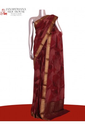 Pure Floral Zari Crepe Silk Sa..