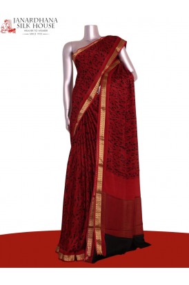 Pure Floral Zari Crepe Silk Sa..