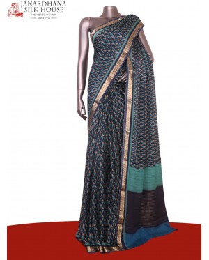 Pure Floral Zari Crepe Silk Sa..