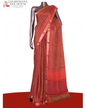 Pure Floral Zari Crepe Silk Sa..