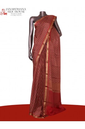 Pure Floral Zari Crepe Silk Sa..