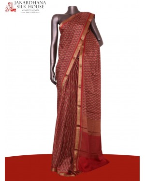 Pure Floral Zari Crepe Silk Sa..