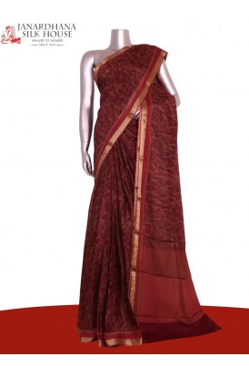 Pure Floral Zari Crepe Silk Sa..