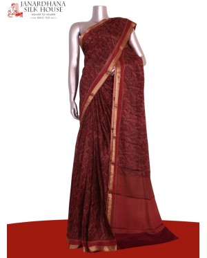 Pure Floral Zari Crepe Silk Sa..