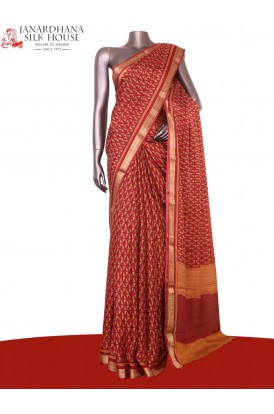 Pure Floral Zari Crepe Silk Sa..