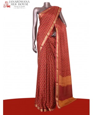 Pure Floral Zari Crepe Silk Sa..