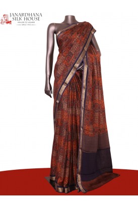 Pure Floral Zari Crepe Silk Sa..