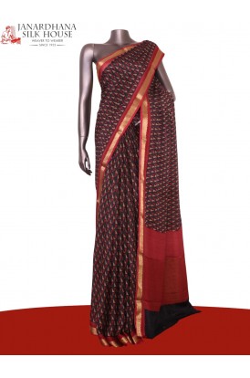 Pure Floral Zari Crepe Silk Sa..