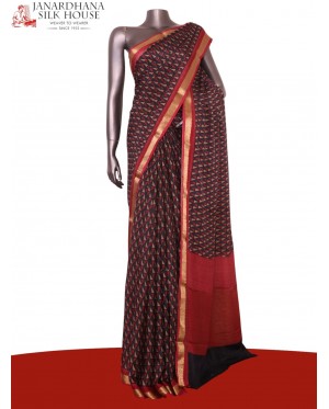 Pure Floral Zari Crepe Silk Sa..