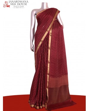 Pure Floral Zari Crepe Silk Sa..